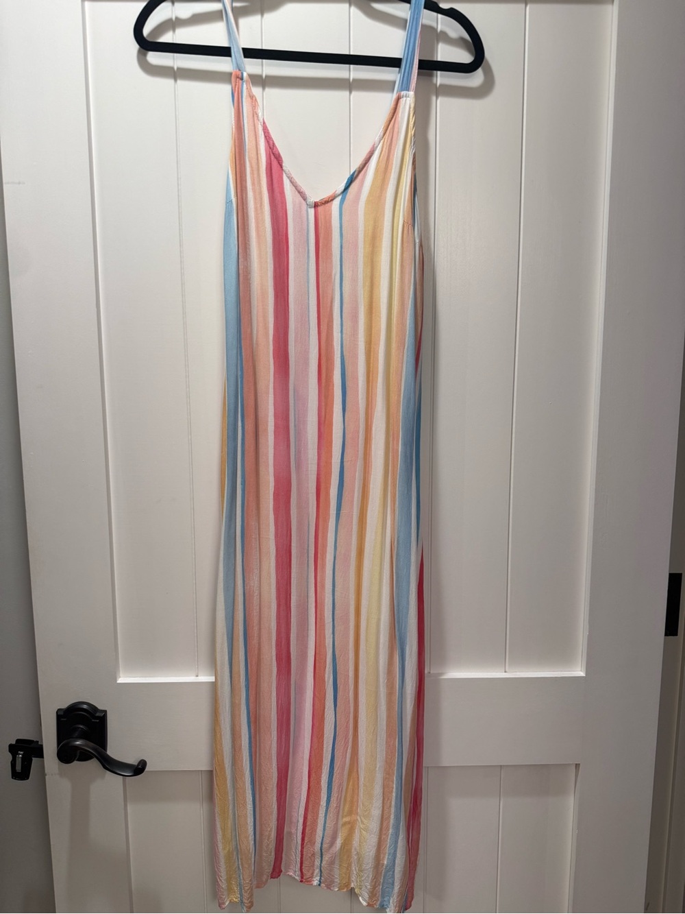 Bella Dahl Pastel Stripe V-Neck Maxi Slip Dress in Pink, Blue, Yellow, Cream